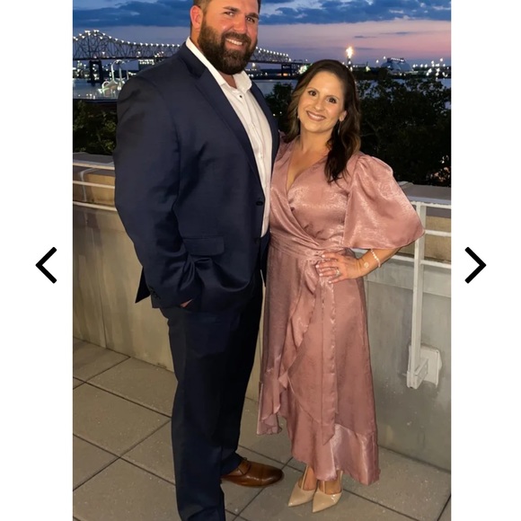 Mauve Satin Wrap Midi Dress - Picture 6 of 10